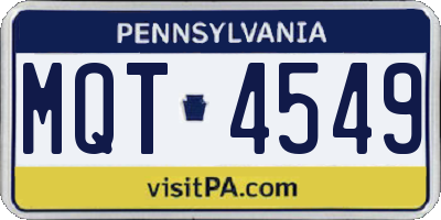 PA license plate MQT4549