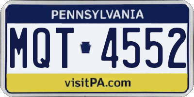 PA license plate MQT4552