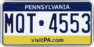 PA license plate MQT4553