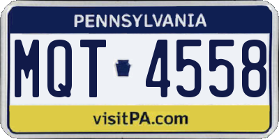 PA license plate MQT4558