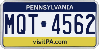 PA license plate MQT4562