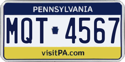PA license plate MQT4567