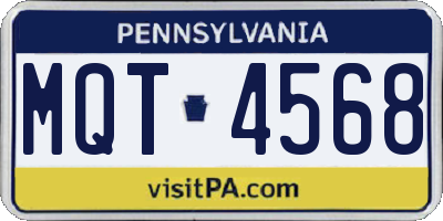PA license plate MQT4568