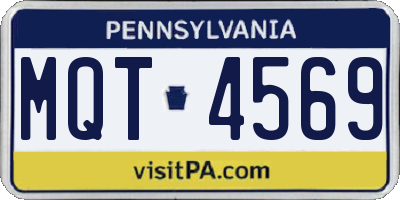 PA license plate MQT4569