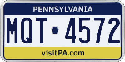 PA license plate MQT4572