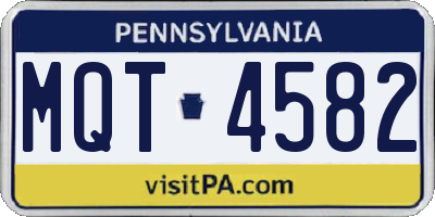 PA license plate MQT4582