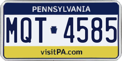 PA license plate MQT4585