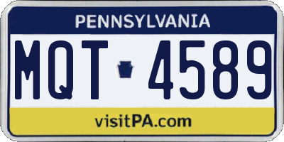 PA license plate MQT4589
