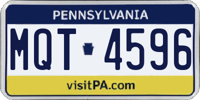 PA license plate MQT4596