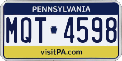 PA license plate MQT4598