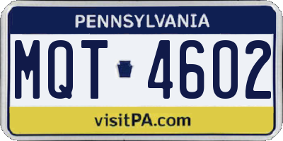 PA license plate MQT4602