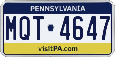 PA license plate MQT4647