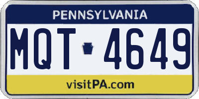 PA license plate MQT4649