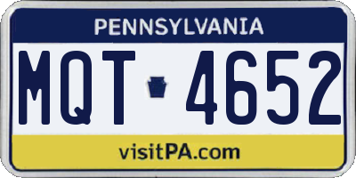 PA license plate MQT4652