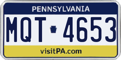 PA license plate MQT4653