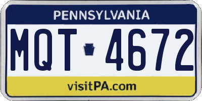 PA license plate MQT4672