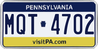 PA license plate MQT4702