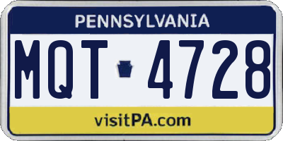 PA license plate MQT4728