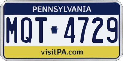 PA license plate MQT4729