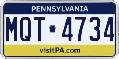PA license plate MQT4734