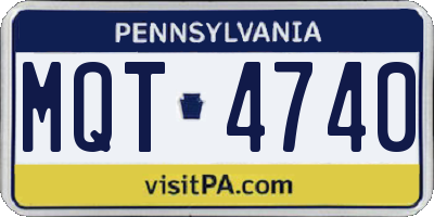 PA license plate MQT4740
