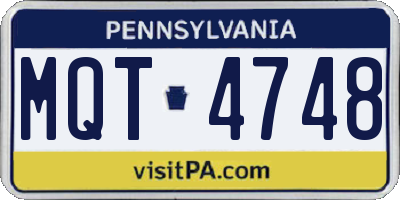PA license plate MQT4748