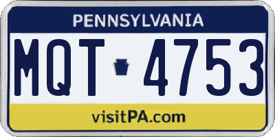 PA license plate MQT4753