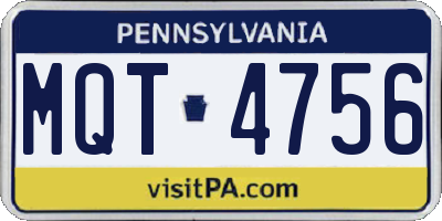 PA license plate MQT4756