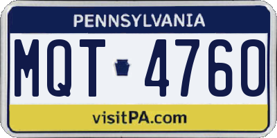 PA license plate MQT4760