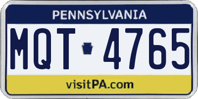 PA license plate MQT4765
