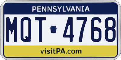 PA license plate MQT4768