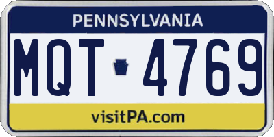 PA license plate MQT4769