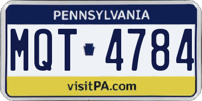 PA license plate MQT4784