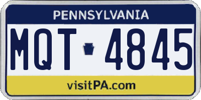 PA license plate MQT4845