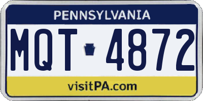 PA license plate MQT4872