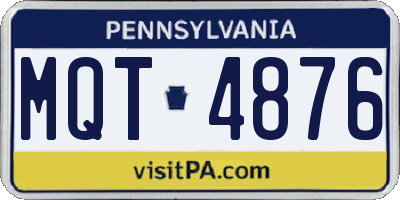PA license plate MQT4876