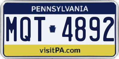 PA license plate MQT4892