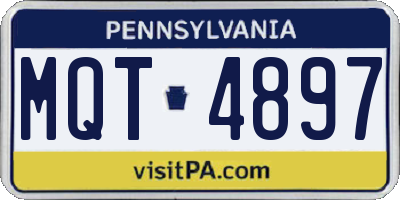 PA license plate MQT4897