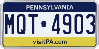 PA license plate MQT4903