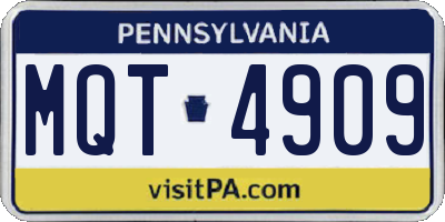 PA license plate MQT4909