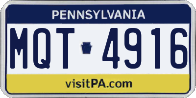 PA license plate MQT4916