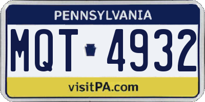 PA license plate MQT4932