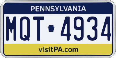 PA license plate MQT4934