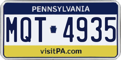 PA license plate MQT4935