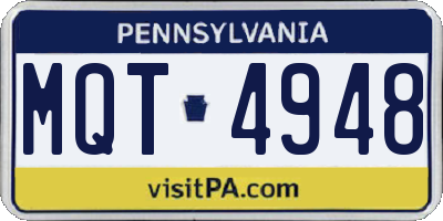 PA license plate MQT4948