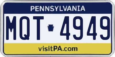 PA license plate MQT4949