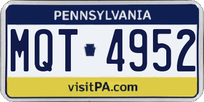 PA license plate MQT4952