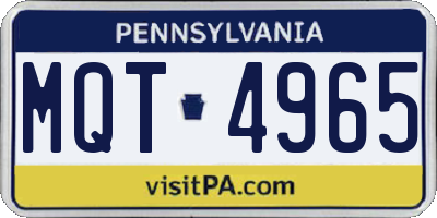 PA license plate MQT4965