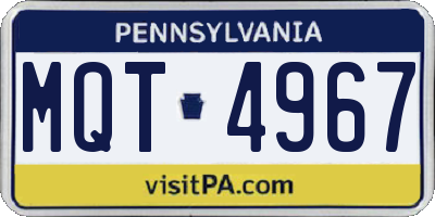 PA license plate MQT4967