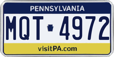 PA license plate MQT4972